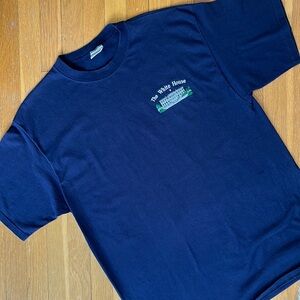 Vintage 90s Heavyweight Cotton Navy Blue T-Shirt Embroidered Logo